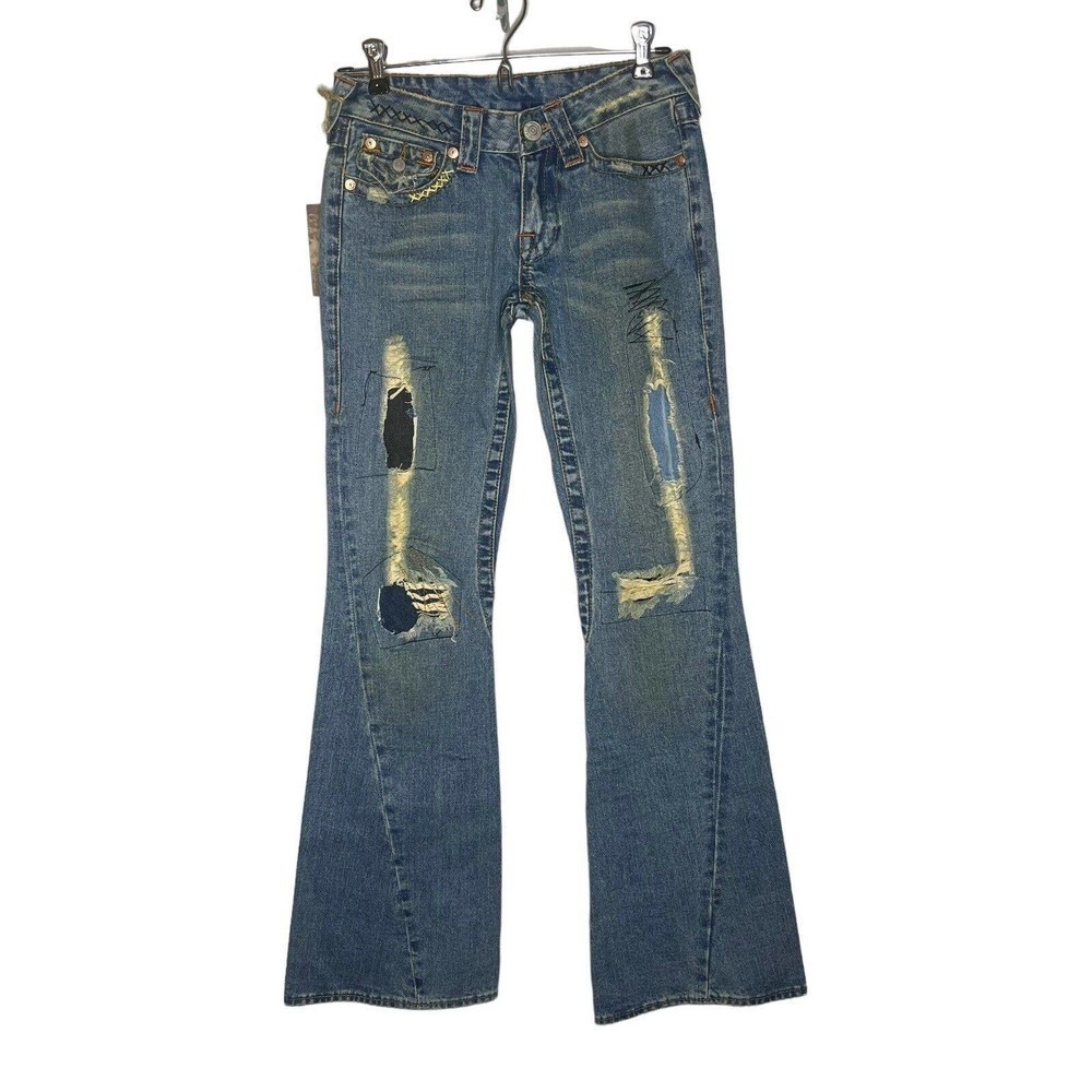 True Religion Size 26 Denim Jeans Destroyed 503 Flared Style #04503 Distressed